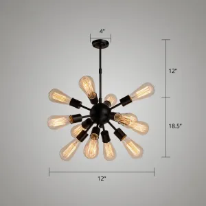Industrial Metal Black Finish Sputnik Bar Hanging Light Chandelier Fixture