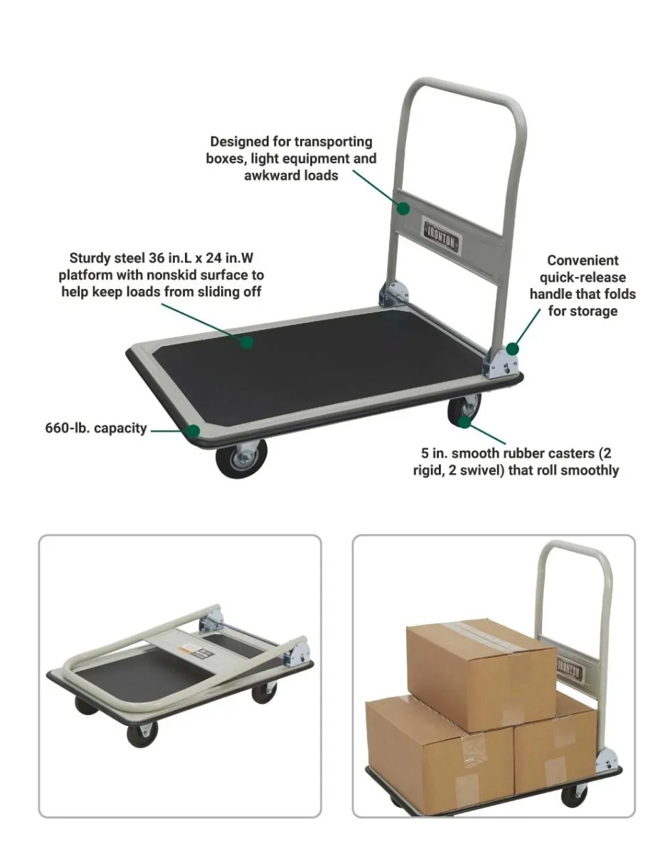 Ironton Folding Platform Truck | 660-Lb. Cap | 36-In. X 24-In.
