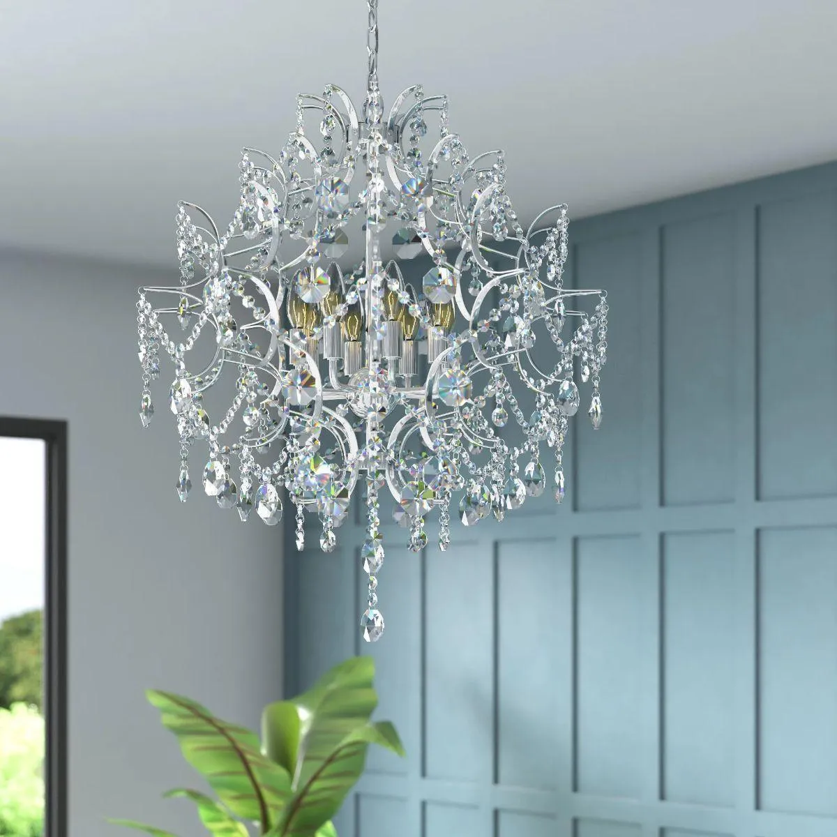 Isabella's Crown 26 in. 8 Lights Chandelier Chrome finish