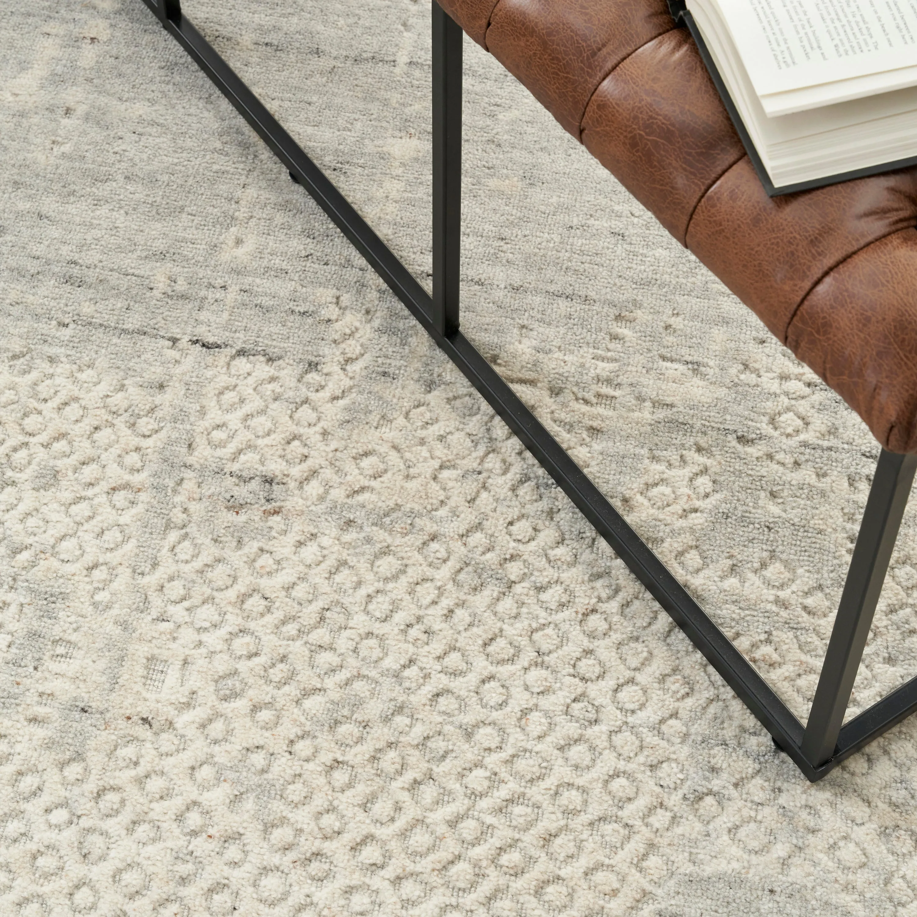 Ivory Essentials Grey Contemporary Wool Blend Rug