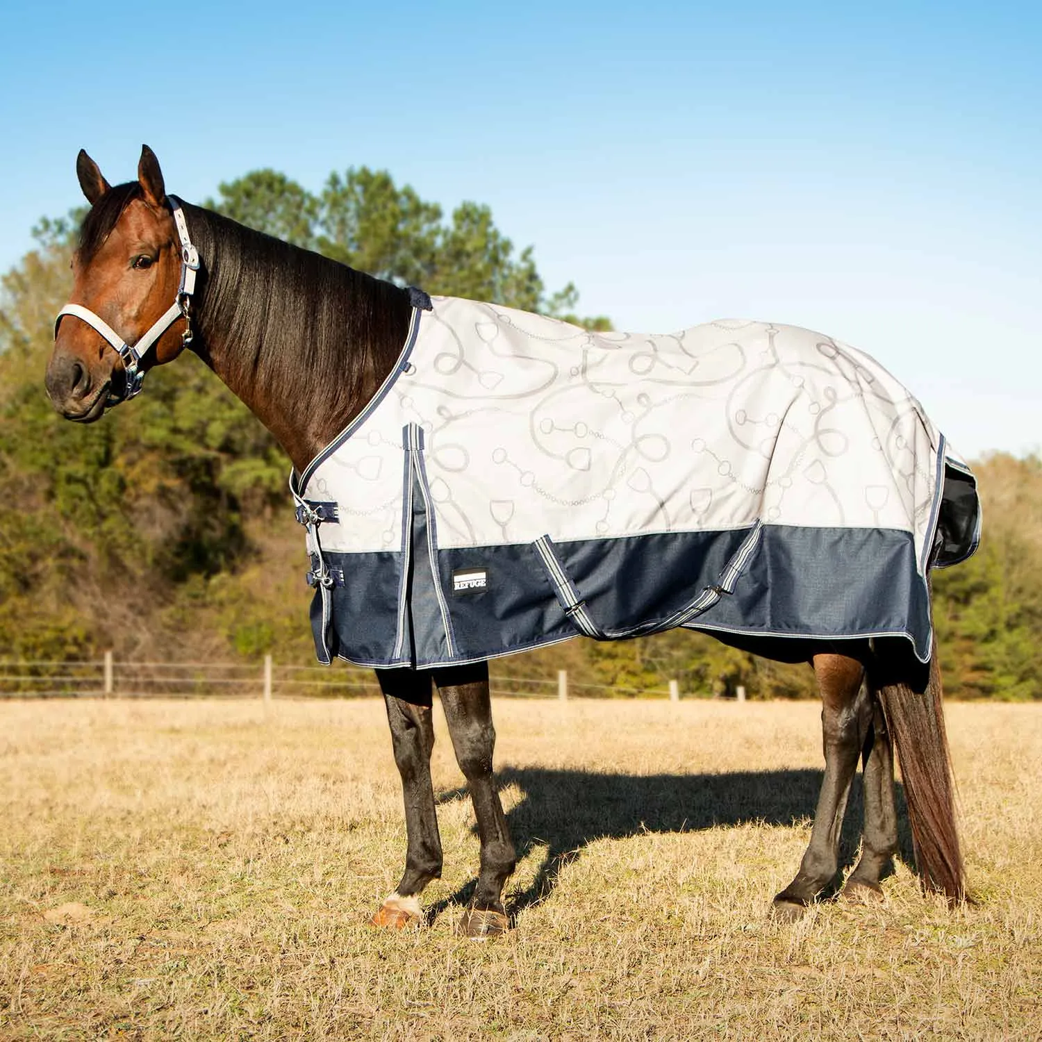 Jeffers Poplar Head Uniquely English 1200 Denier Turnout Blanket, 240 Gram, Latte Snaffles & Irons