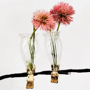 Kinkora Set of 2 Flower Clip Vases Clear 7cm