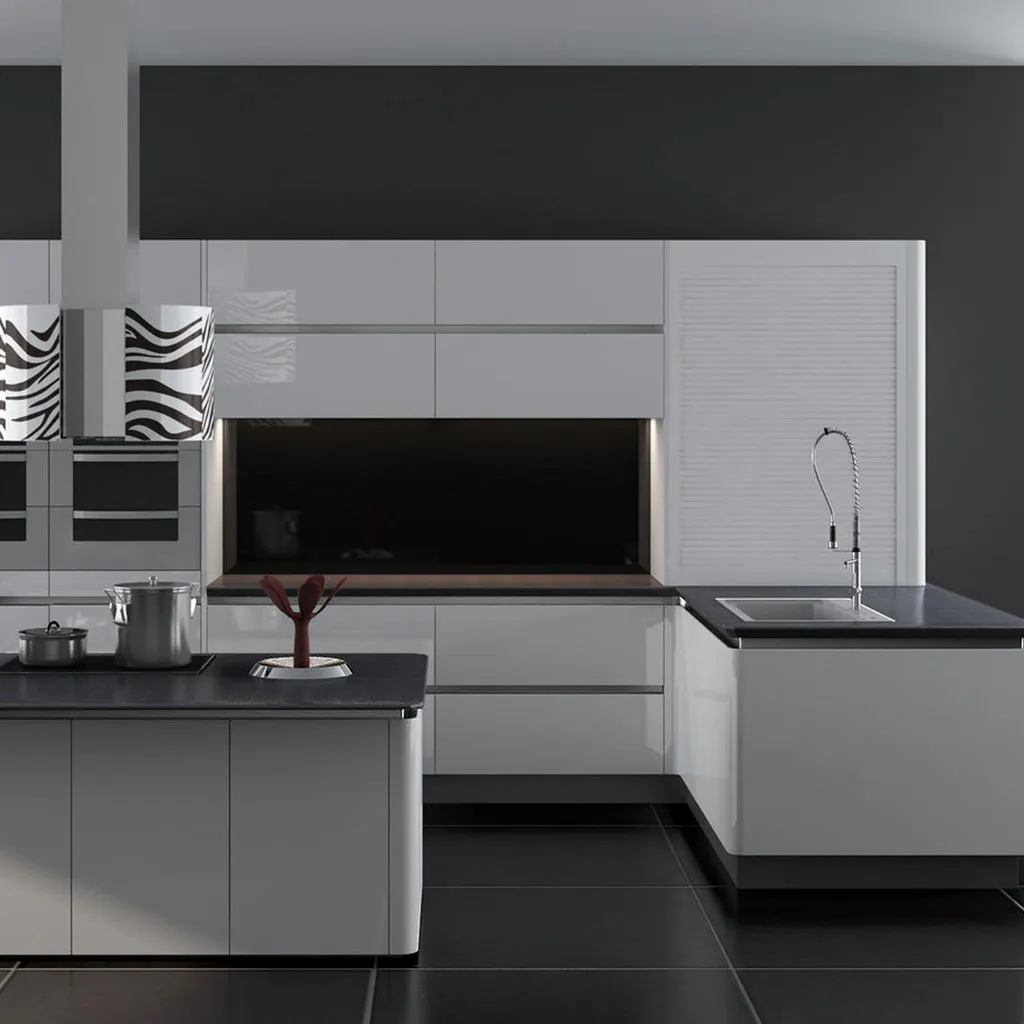 Kitchen Cabinet - Flat Panel Cabinet Sample Door - Luxury Lacquer White