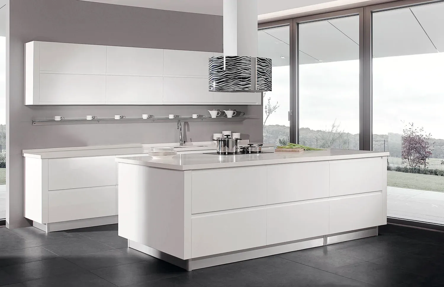 Kitchen Cabinet - Flat Panel Cabinet Sample Door - Luxury Lacquer White