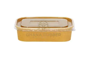 Kraft Rectangular Container 500ml   Lids