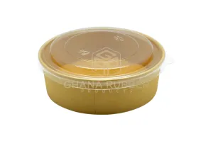 Kraft Round Bowl   Lids 500ml