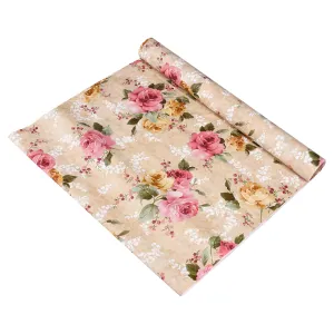 Kuber Industries Shelf Liner | PVC Kitchen Cabinet Shelf Mat | Shelf Mat for Drawer Organizer | Fridge Mat | Table Placemat | Flower Design Wardrobe Mat | 10 Meter | Beige