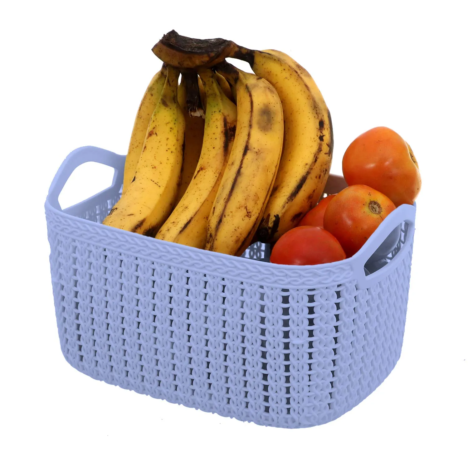 Kuber Industries Unbreakable Plastic 4 Pieces Multipurpose Medium Size Flexible Storage Baskets/Fruit Vegetable Bathroom Stationary Home Basket with Handles (Cream & Grey) -CTKTC39101, Standard
