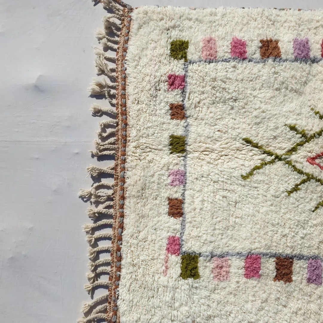 Lablda | 3x5 White Moroccan Rug Beni Ourain Ultra Soft | 3'80x5'64 Ft | 116x172 cm
