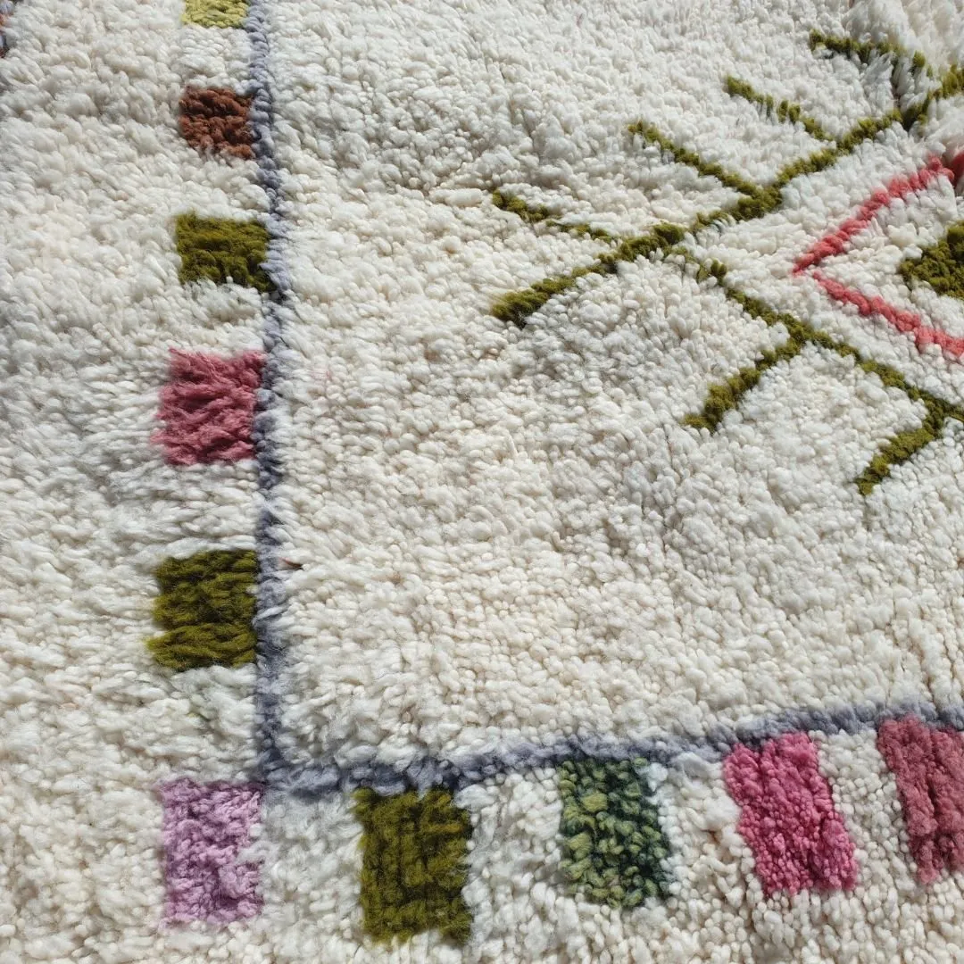 Lablda | 3x5 White Moroccan Rug Beni Ourain Ultra Soft | 3'80x5'64 Ft | 116x172 cm