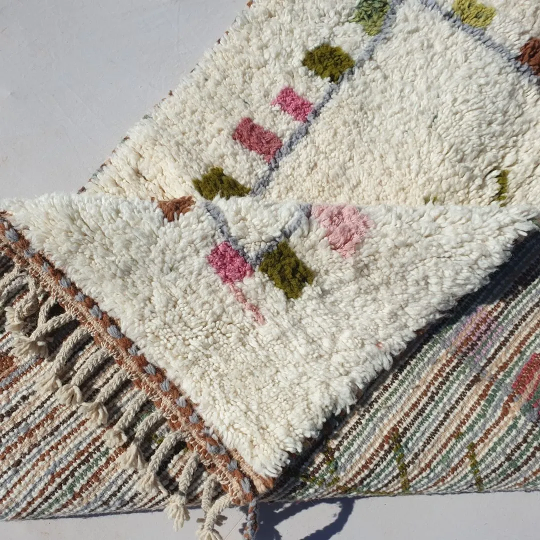 Lablda | 3x5 White Moroccan Rug Beni Ourain Ultra Soft | 3'80x5'64 Ft | 116x172 cm