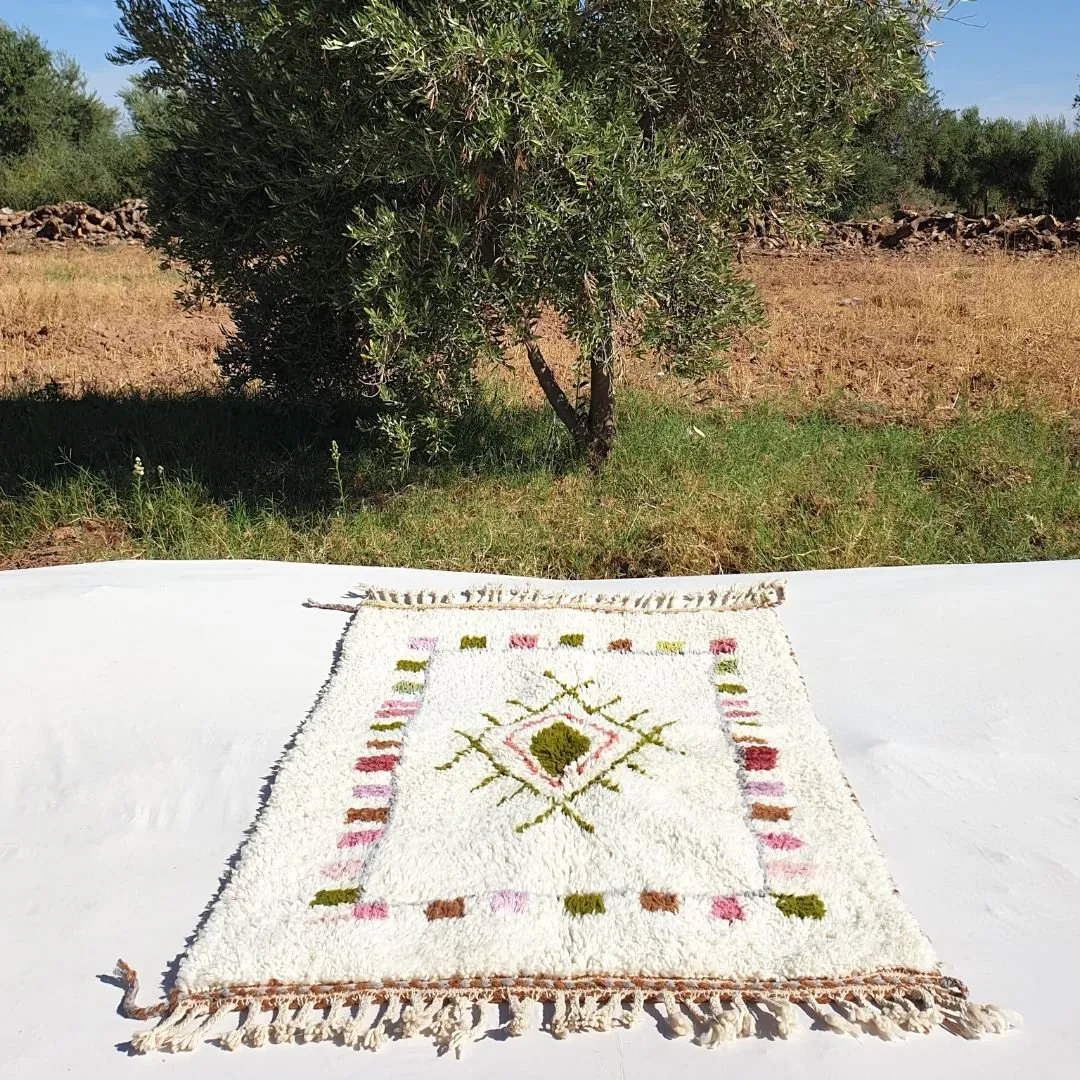 Lablda | 3x5 White Moroccan Rug Beni Ourain Ultra Soft | 3'80x5'64 Ft | 116x172 cm
