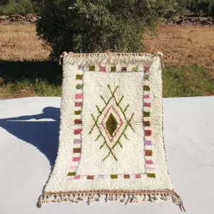 Lablda | 3x5 White Moroccan Rug Beni Ourain Ultra Soft | 3'80x5'64 Ft | 116x172 cm