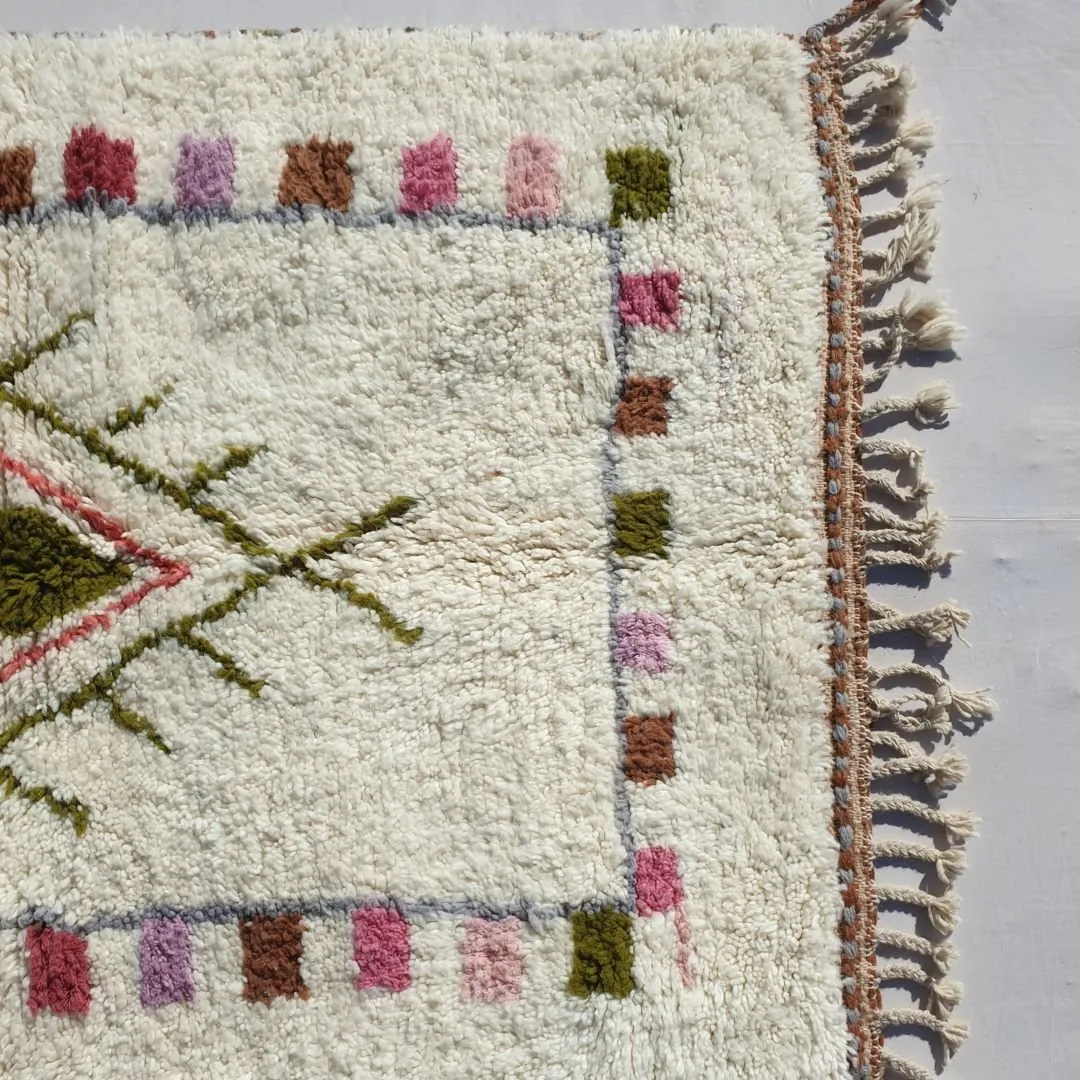 Lablda | 3x5 White Moroccan Rug Beni Ourain Ultra Soft | 3'80x5'64 Ft | 116x172 cm