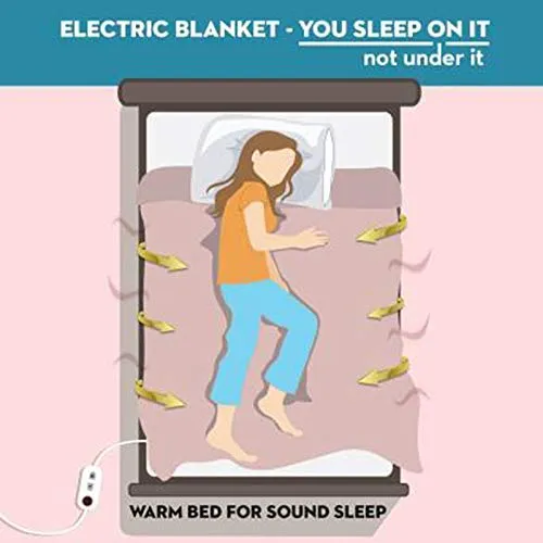 LERV’S CollEctioN Winter Bedding Heated Polar Blanket Electric Throw - Soft Electric Blanket for Couch, Solid Polyester Double Electric Blanket/Size 30x60 inch -Check Blue