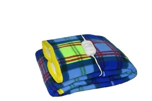 LERV’S CollEctioN Winter Bedding Heated Polar Blanket Electric Throw - Soft Electric Blanket for Couch, Solid Polyester Double Electric Blanket/Size 30x60 inch -Check Blue