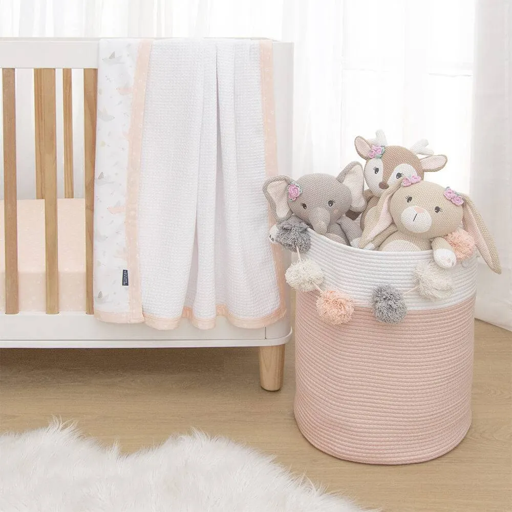 Living Textiles | 100% Cotton Rope Hamper - Large - Blush/White