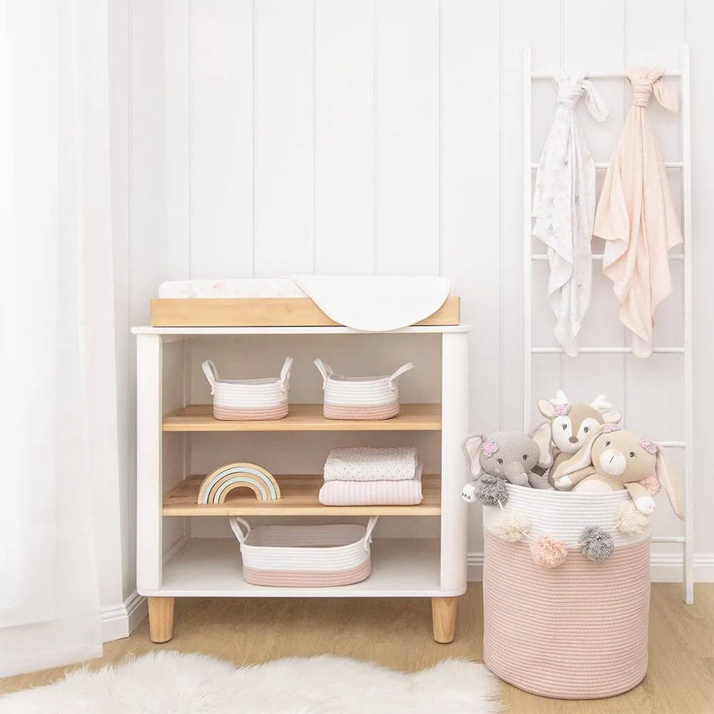 Living Textiles | 100% Cotton Rope Hamper - Large - Blush/White