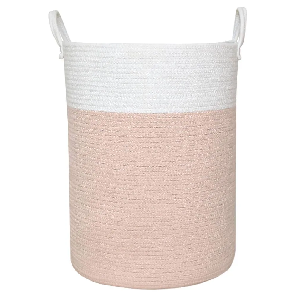 Living Textiles | 100% Cotton Rope Hamper - Large - Blush/White