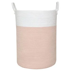 Living Textiles | 100% Cotton Rope Hamper - Large - Blush/White