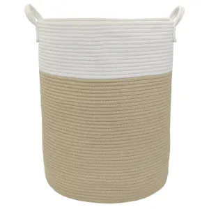Living Textiles | 100% Cotton Rope Hamper - Large - Natural/White