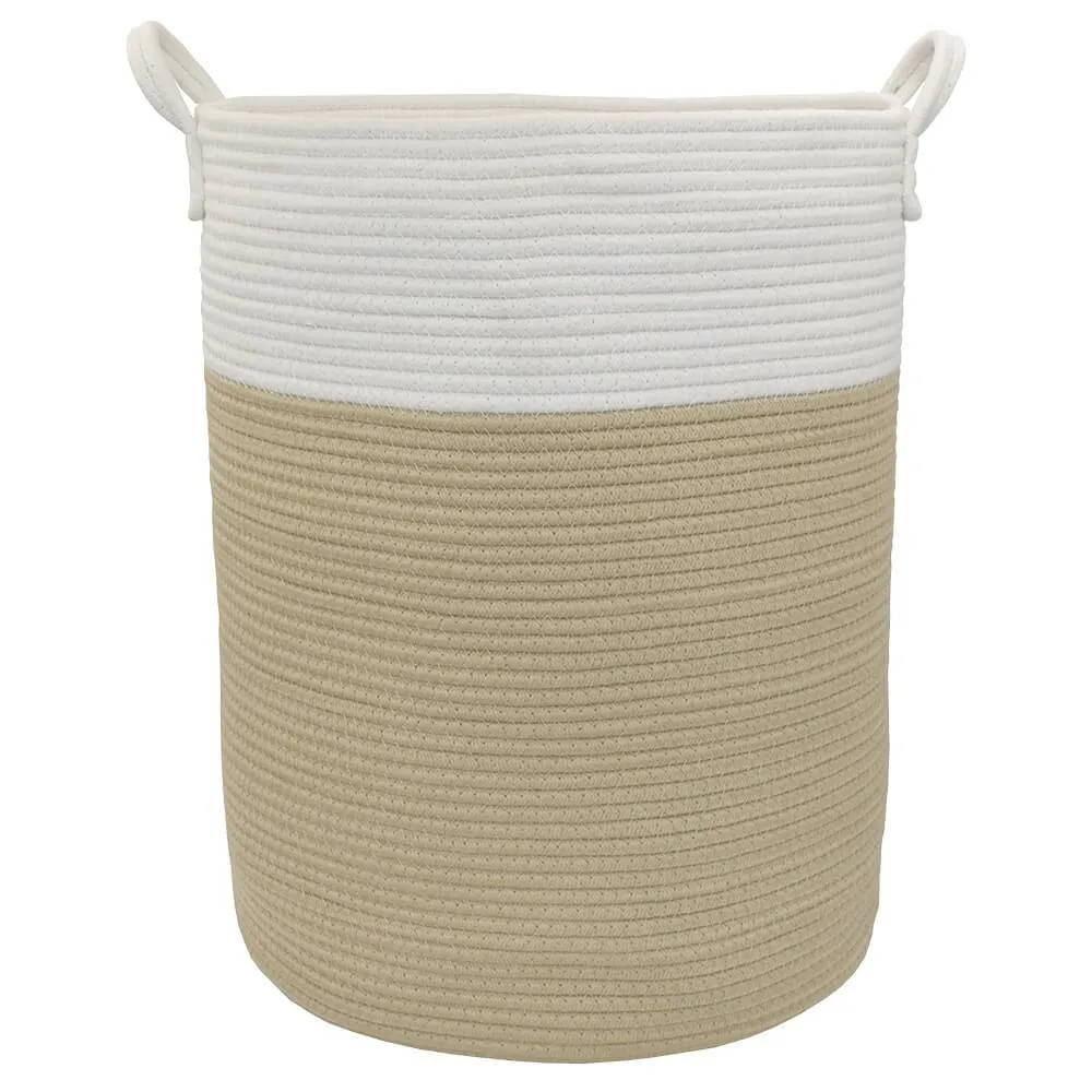 Living Textiles | 100% Cotton Rope Hamper - Large - Natural/White