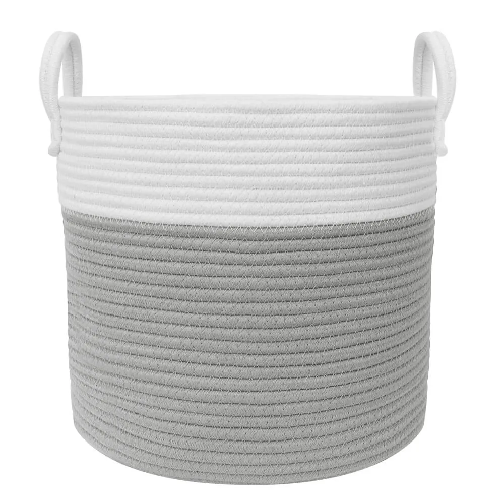 Living Textiles | 100% Cotton Rope Hamper - Medium - Grey