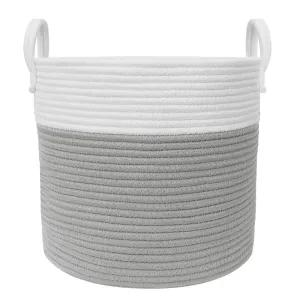 Living Textiles | 100% Cotton Rope Hamper - Medium - Grey
