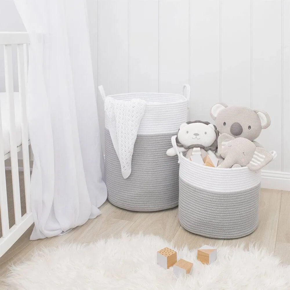 Living Textiles | 100% Cotton Rope Hamper - Medium - Grey