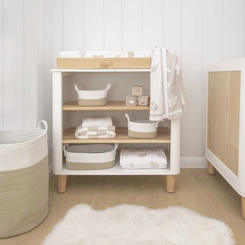 Living Textiles Nursery Storage set Cotton Rope 3pc - White / Natural