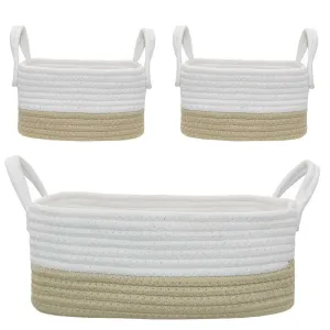 Living Textiles Nursery Storage set Cotton Rope 3pc - White / Natural
