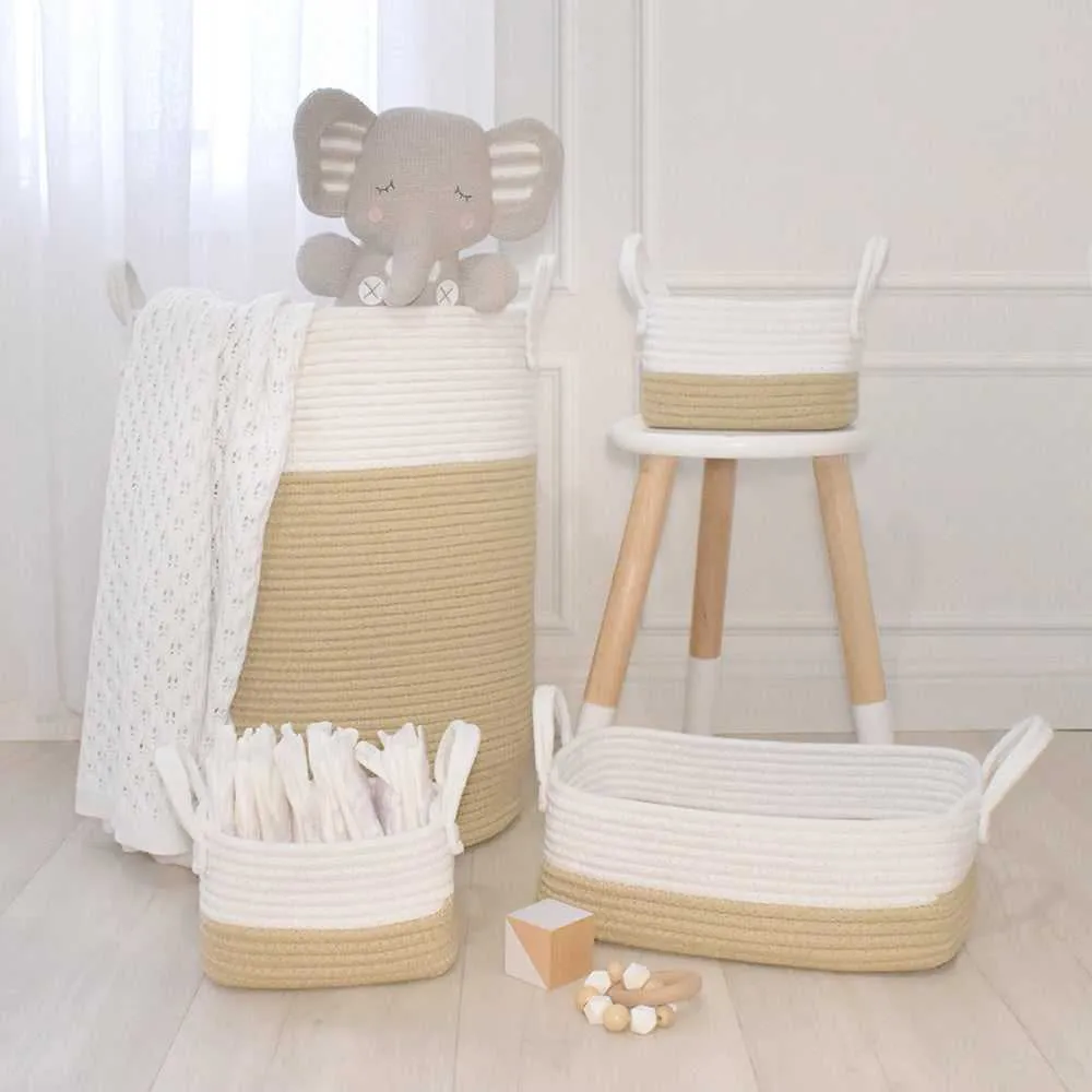 Living Textiles Nursery Storage set Cotton Rope 3pc - White / Natural