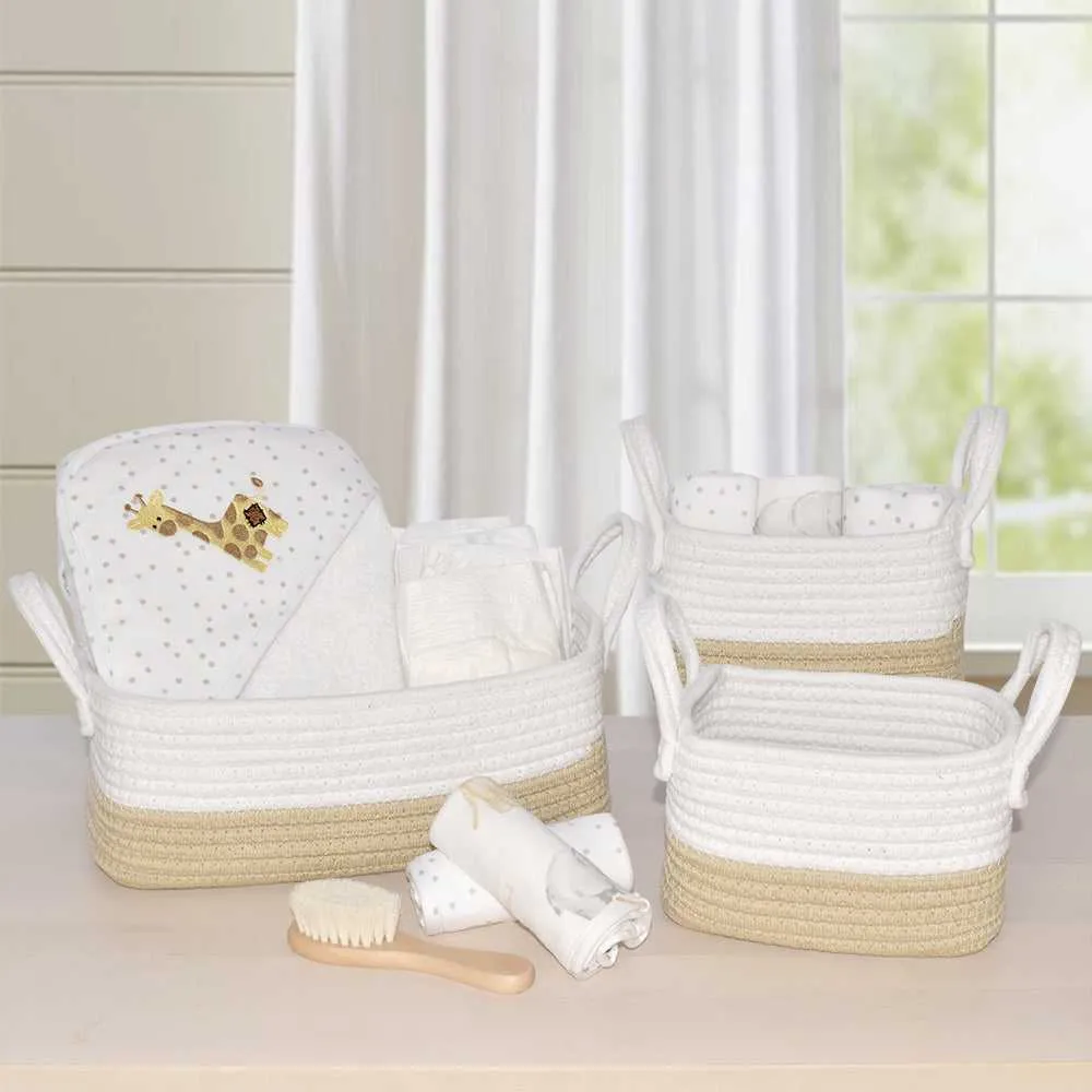 Living Textiles Nursery Storage set Cotton Rope 3pc - White / Natural