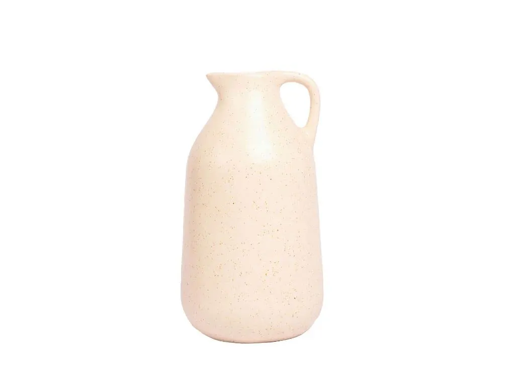 LOCALKALA Ceramic Milk Jug Vase/Eggshell Vase to Keep Pampas Grass, Flowers, Fillers for Centerpieces, Side Table and Home Decor - Marble White Colour, 15Cm Height