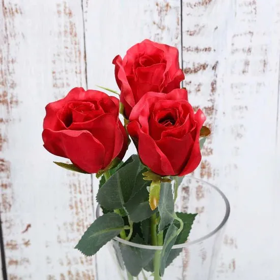 Long Stem Red Artificial Silk Roses (1ct)