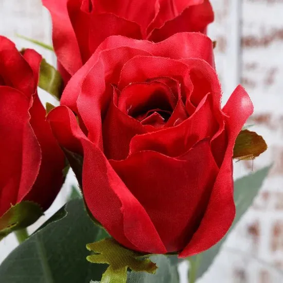 Long Stem Red Artificial Silk Roses (1ct)