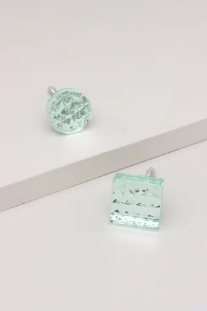 Luciano Crystal Clear Diamond Cut Mirror Glass Knobs