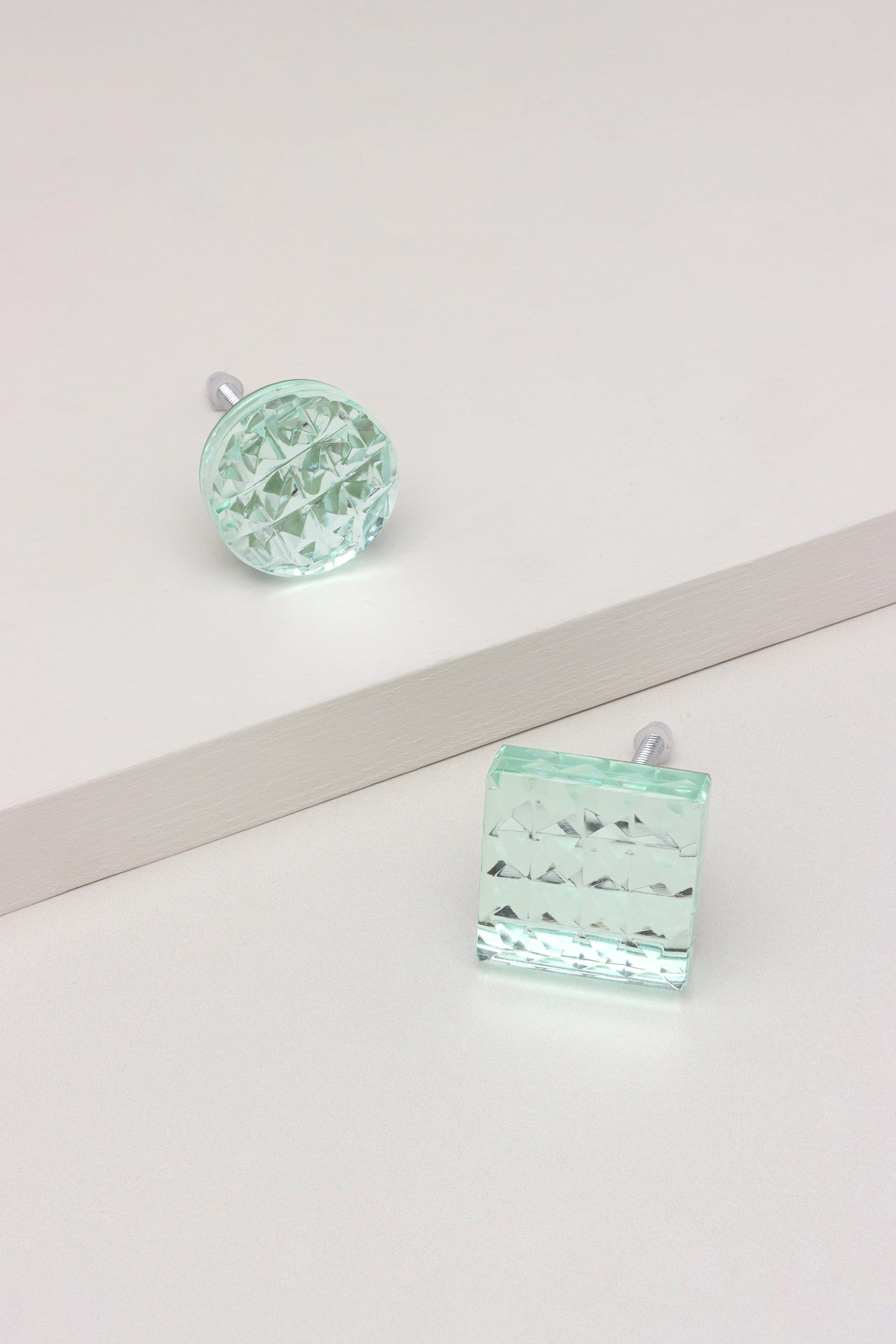 Luciano Crystal Clear Diamond Cut Mirror Glass Knobs