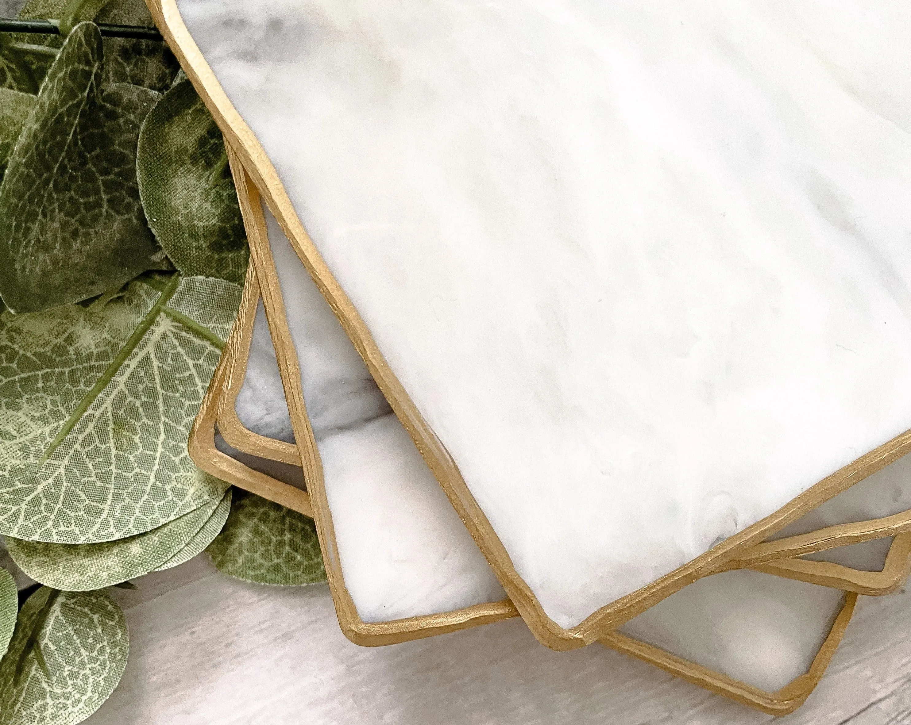 Luster & Polish White Marble Square Coaster Set