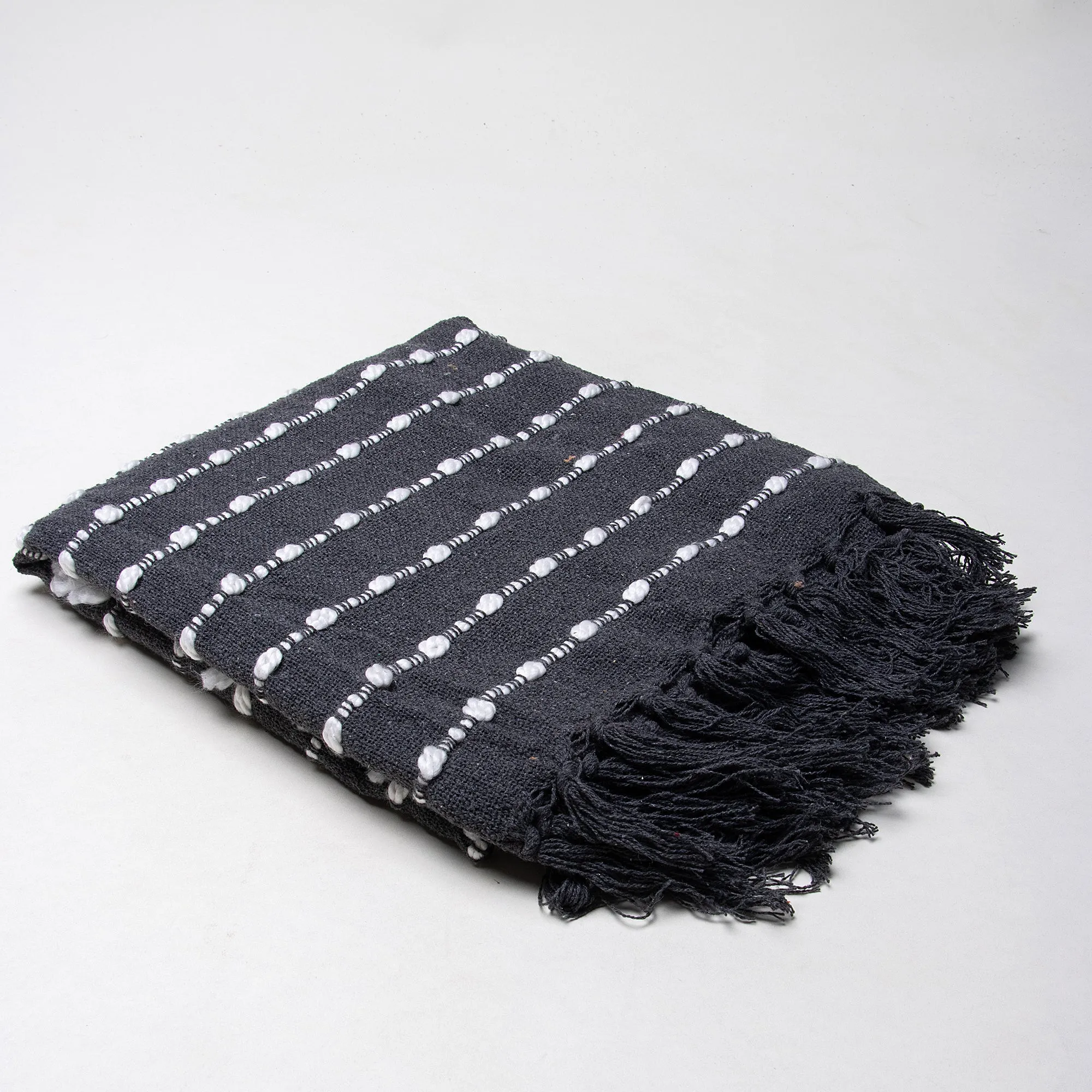 Luxury Soft Black Cotton Woven Blanket Throw For Couch Decor