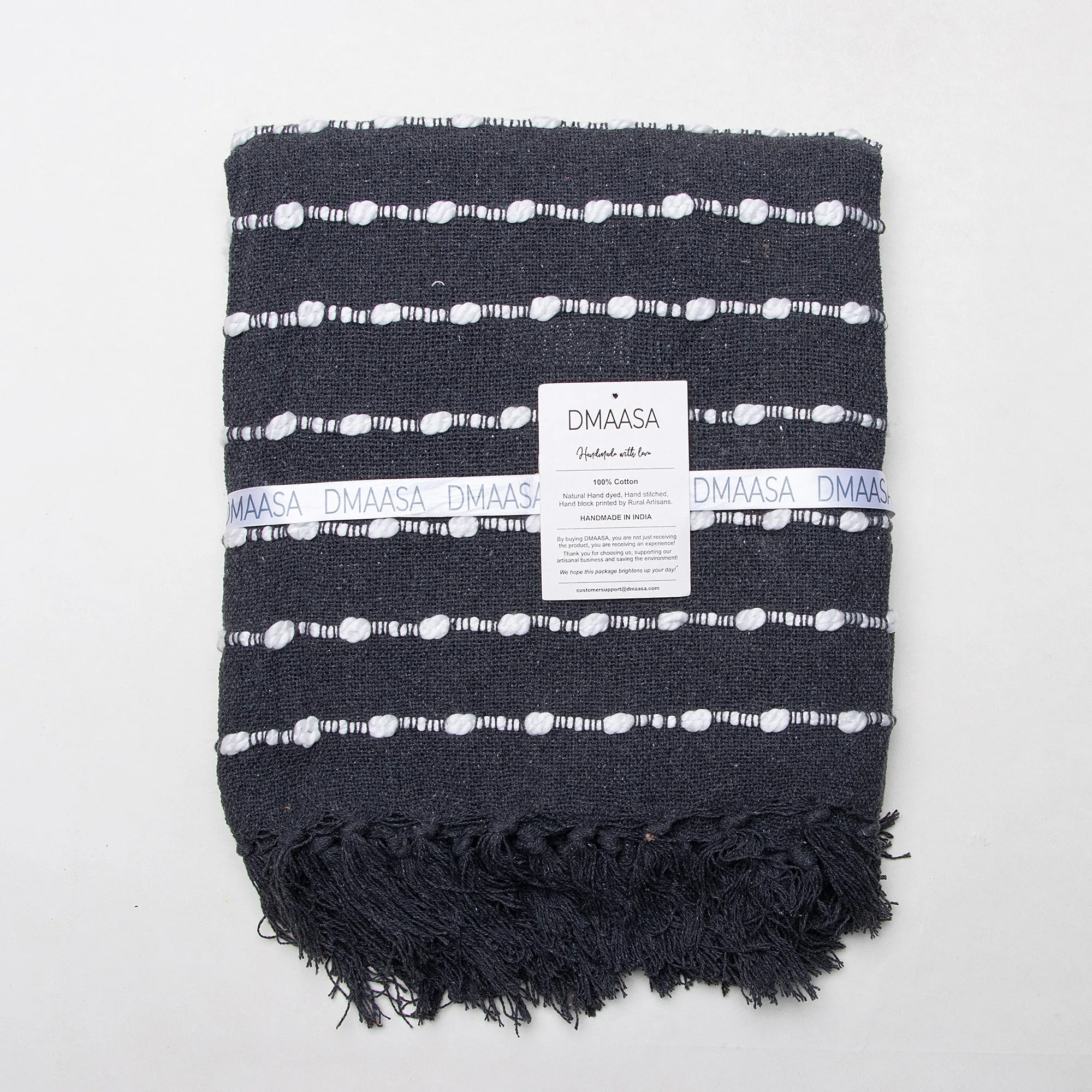 Luxury Soft Black Cotton Woven Blanket Throw For Couch Decor