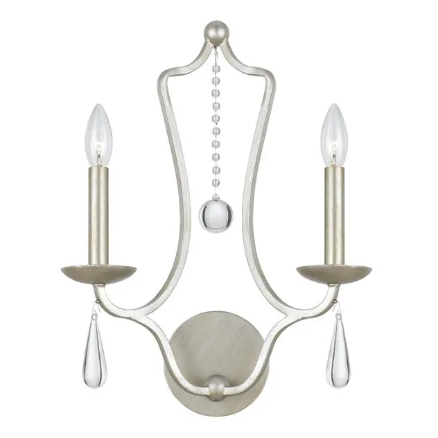 Manning Silver Leaf Wrought Iron 2 Light Sconce