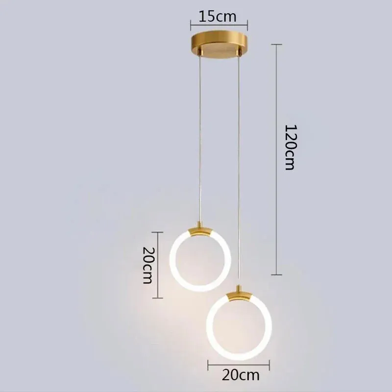 Mansion Gold LED Pendant Chandeliers for Bedside and Dining Room