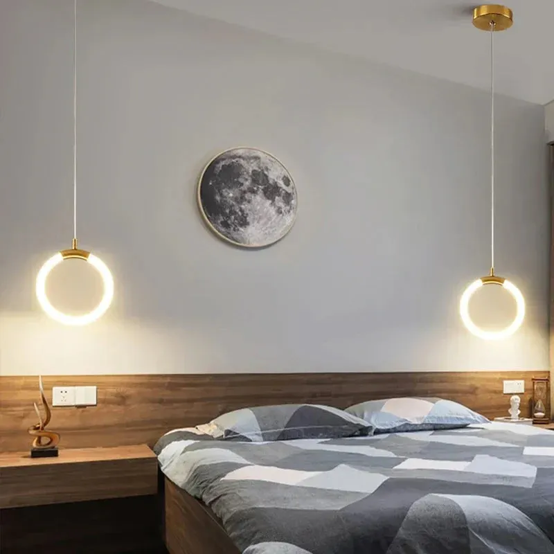 Mansion Gold LED Pendant Chandeliers for Bedside and Dining Room