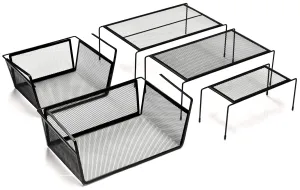 Masirs 5 Piece Kitchen Cabinet Organizer Set with Shelves and Baskets