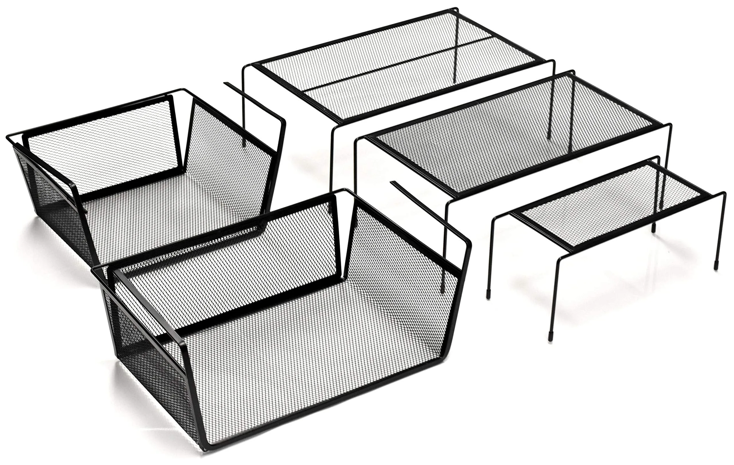 Masirs 5 Piece Kitchen Cabinet Organizer Set with Shelves and Baskets