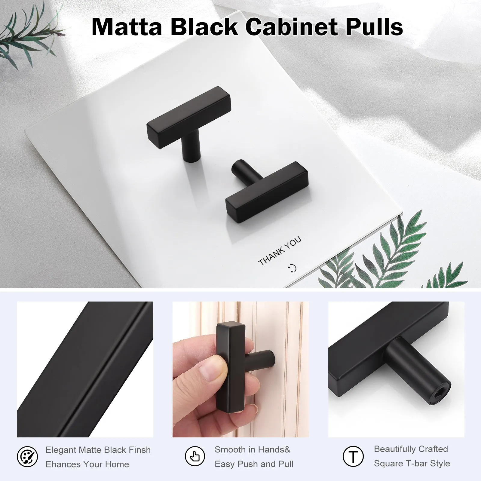 Matte Black Stainless Steel Cabinet Handles Drawer Pulls (2-1/2'' - 7-1/2'') - PDDJ16HBK