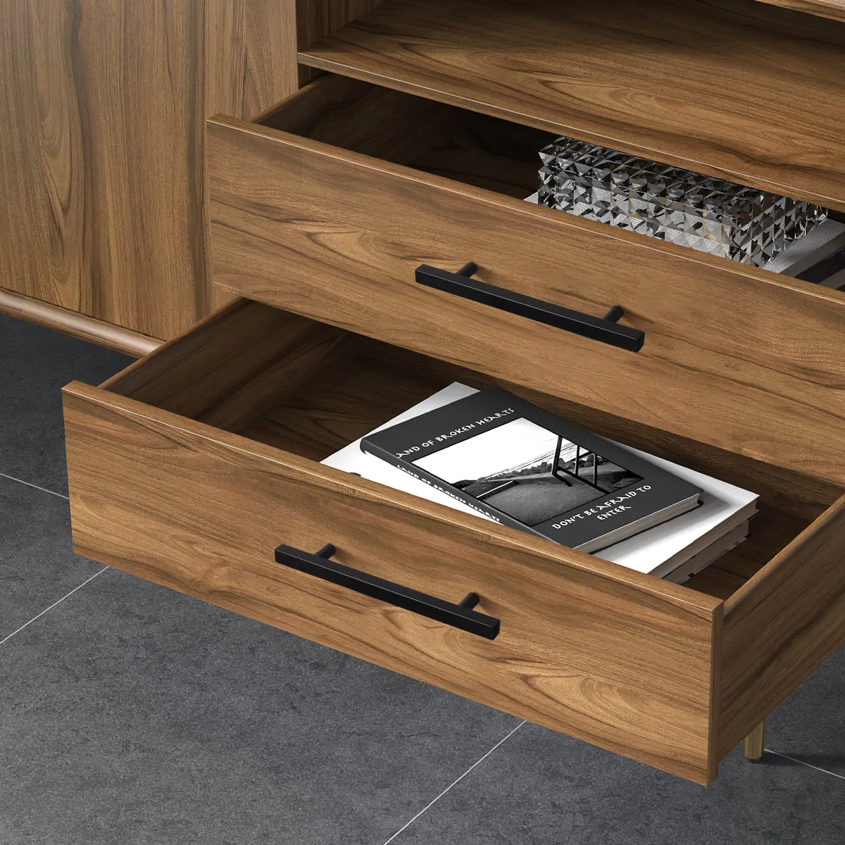 Matte Black Stainless Steel Cabinet Handles Drawer Pulls (2-1/2'' - 7-1/2'') - PDDJ16HBK