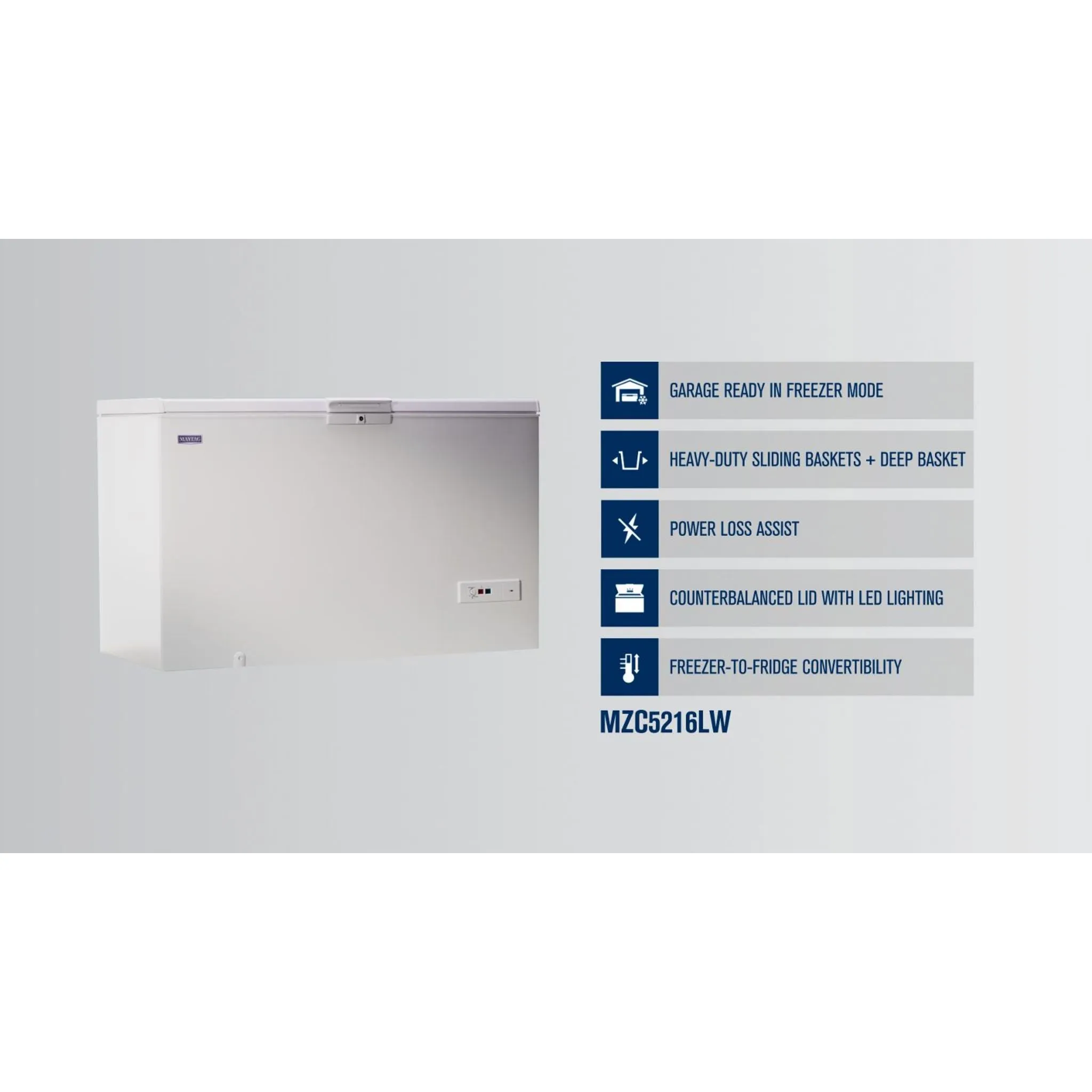 Maytag Garage Ready in Freezer Mode Chest Freezer - 16 cu. ft. (MZC5216LW)