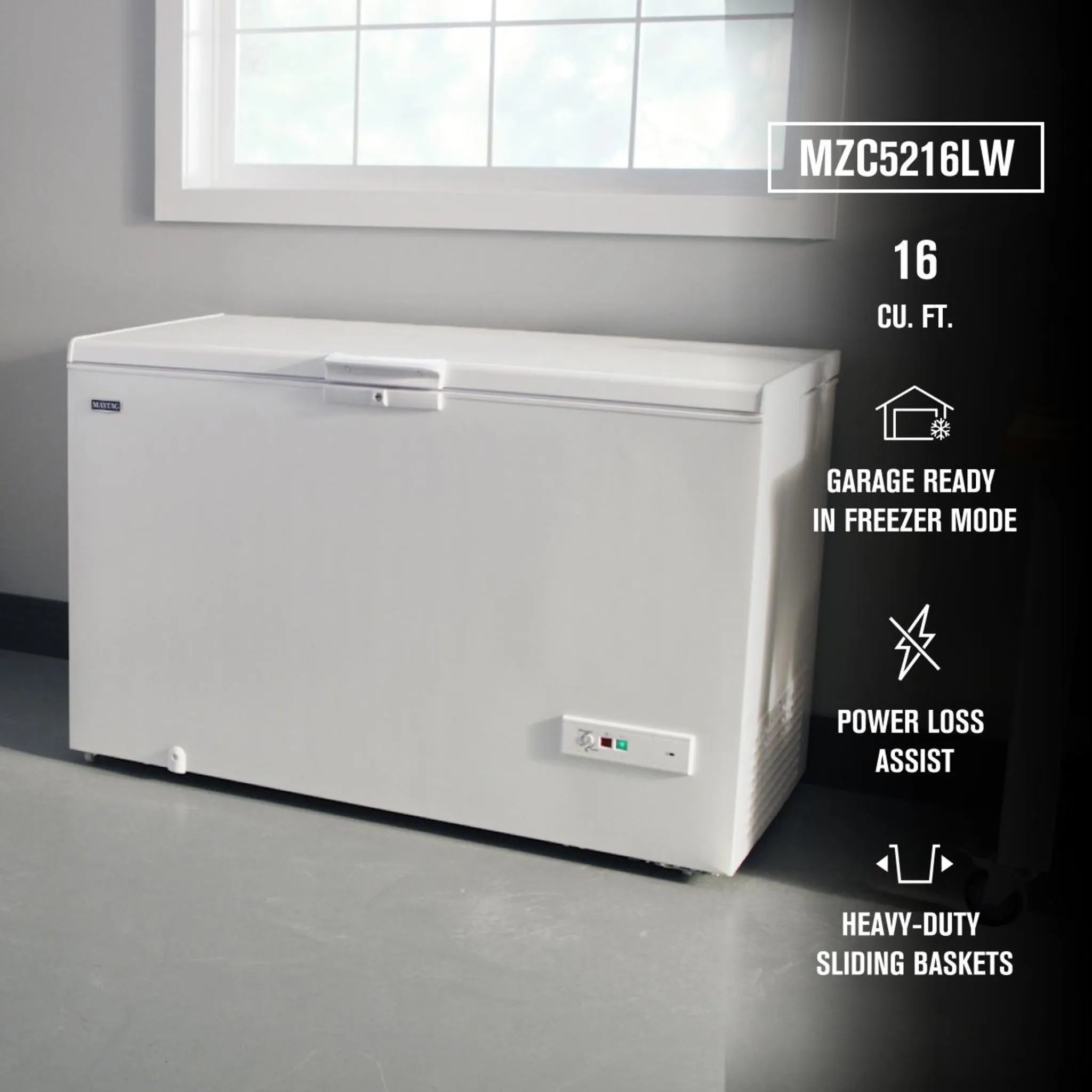 Maytag Garage Ready in Freezer Mode Chest Freezer - 16 cu. ft. (MZC5216LW)